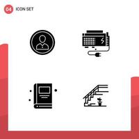 Editable Vector Line Pack of 4 Simple Solid Glyphs of avatar computer people user source Editable Vector Design Elements