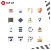 Pictogram Set of 16 Simple Flat Colors of conservation sweet sorting food wardrobe Editable Pack of Creative Vector Design Elements