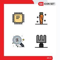 4 Creative Icons Modern Signs and Symbols of chip vegetable motherboard drink finance Editable Vector Design Elements