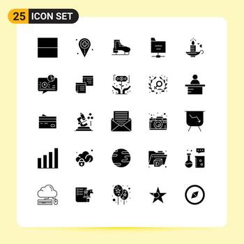 Modern Set of 25 Solid Glyphs and symbols such as love server boot folder skating Editable Vector Design Elements