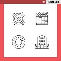 4 Creative Icons Modern Signs and Symbols of cancel buildings user workflow retail Editable Vector Design Elements