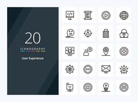 20 User Experience Outline icon for presentation vector