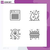 4 User Interface Line Pack of modern Signs and Symbols of amplifier bio multimedia humidity energy Editable Vector Design Elements