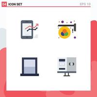 Pack of 4 creative Flat Icons of chart print progress color bedroom Editable Vector Design Elements