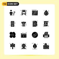 Pictogram Set of 16 Simple Solid Glyphs of user mobile book business lotus Editable Vector Design Elements