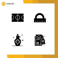 Solid Glyph Pack of 4 Universal Symbols of basketball water pot architecture beverage advice Editable Vector Design Elements