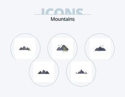 paquete de iconos planos de montañas 5 diseño de iconos. Cerro. montaña. montaña. árbol. Cerro vector