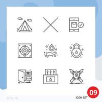 9 iconos creativos signos y símbolos modernos de interfaz fórmula de dispositivo de hidrógeno éxito elementos de diseño vectorial editables vector