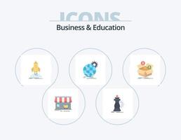 Business And Education Flat Icon Pack 5 Icon Design. globe. international. knight. mission. ship vector