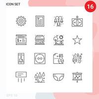 Set of 16 Modern UI Icons Symbols Signs for online price life money business Editable Vector Design Elements