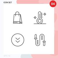 Stock Vector Icon Pack of 4 Line Signs and Symbols for bag down medical weather jumping Editable Vector Design Elements