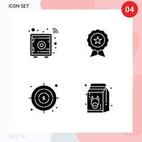 Group of Modern Solid Glyphs Set for smart business safe box finance target Editable Vector Design Elements