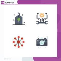 Group of 4 Modern Flat Icons Set for birthday finance party setting camera Editable Vector Design Elements