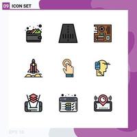 9 Universal Filledline Flat Color Signs Symbols of interface toch main startup bussiness Editable Vector Design Elements