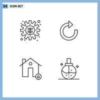 Modern Set of 4 Filledline Flat Colors and symbols such as environment house setting refresh real Editable Vector Design Elements