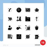 16 iconos creativos signos y símbolos modernos del experimento negocios chinos té de china elementos de diseño vectorial editables vector