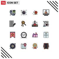 Universal Icon Symbols Group of 16 Modern Flat Color Filled Lines of email contact celebrate computer focus Editable Creative Vector Design Elements