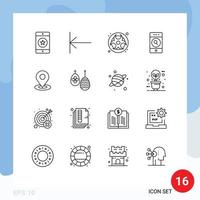 Pictogram Set of 16 Simple Outlines of map web gas search people Editable Vector Design Elements