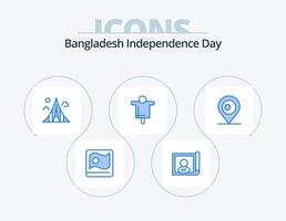 día de la independencia de bangladesh paquete de iconos azules 5 diseño de iconos. localización. agricultura. edificio. granja. mártires vector