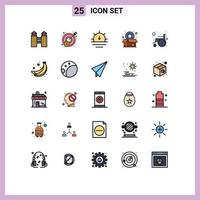 Set of 25 Vector Filled line Flat Colors on Grid for cogwheel accessibility sunset settings package Editable Vector Design Elements