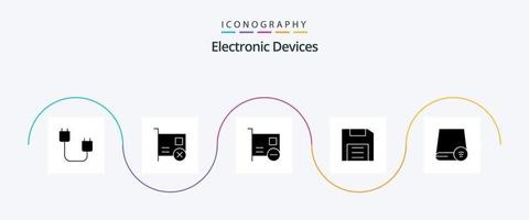 paquete de iconos de glifo 5 de dispositivos que incluye la unidad. ordenadores. hardware. artilugio. desct vector