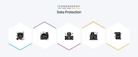 Data Protection 25 Glyph icon pack including security. policy. payment. data. security vector