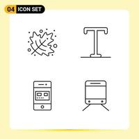 Stock Vector Icon Pack of 4 Line Signs and Symbols for autumn payment bold bank regular Editable Vector Design Elements