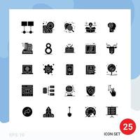 25 Thematic Vector Solid Glyphs and Editable Symbols of solution bulb checkup package virus Editable Vector Design Elements