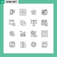 Modern Set of 16 Outlines Pictograph of delivery arrow up sea pen edit Editable Vector Design Elements