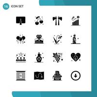 16 Thematic Vector Solid Glyphs and Editable Symbols of day dollar farming marketing business Editable Vector Design Elements