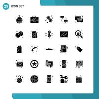 Stock Vector Icon Pack of 25 Line Signs and Symbols for message chat chemist computers network Editable Vector Design Elements