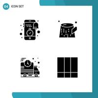 Modern Set of Solid Glyphs Pictograph of mobile delivery clock trunk truck Editable Vector Design Elements