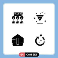 Set of 4 Commercial Solid Glyphs pack for meeting purse training glass power Editable Vector Design Elements