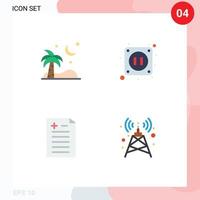 Flat Icon Pack of 4 Universal Symbols of ramadan test palm trees socket signal Editable Vector Design Elements