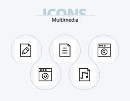 paquete de iconos de línea multimedia 5 diseño de iconos. . . texto. expediente. alerta vector