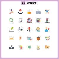 Pictogram Set of 25 Simple Flat Colors of islamic ticket up passport type Editable Vector Design Elements