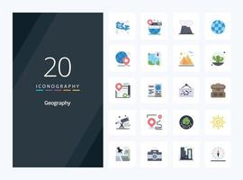 20 Geo Graphy Flat Color icon for presentation vector