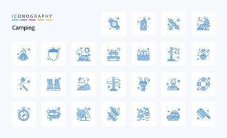 25 Camping Blue icon pack vector