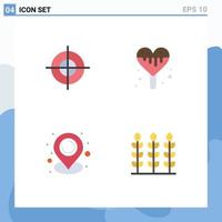 Modern Set of 4 Flat Icons Pictograph of aim communication target sweets thanks Editable Vector Design Elements