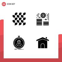 Mobile Interface Solid Glyph Set of 4 Pictograms of autumn fast harvest career stopwatch Editable Vector Design Elements