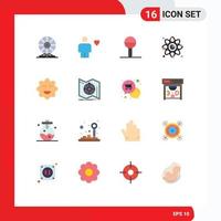 Modern Set of 16 Flat Colors Pictograph of link connection heart atom children Editable Pack of Creative Vector Design Elements