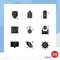 9 Solid Glyph concept for Websites Mobile and Apps money bag control image process Editable Vector Design Elements