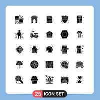 25 Thematic Vector Solid Glyphs and Editable Symbols of paper finance india chart document Editable Vector Design Elements