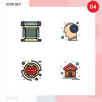 Universal Icon Symbols Group of 4 Modern Filledline Flat Colors of computer thinking cpu healthy friday Editable Vector Design Elements