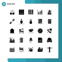 Set of 25 Modern UI Icons Symbols Signs for cash stats archive statistics file Editable Vector Design Elements