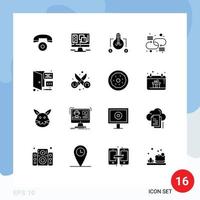 Set of 16 Modern UI Icons Symbols Signs for development browser idea network connection Editable Vector Design Elements