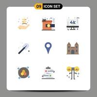 paquete de iconos vectoriales de stock de 9 signos y símbolos de línea para ubicación pala recompensa bombero pc elementos de diseño vectorial editables vector