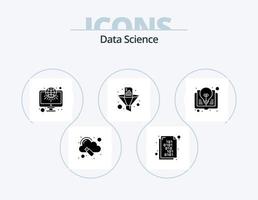 Data Science Glyph Icon Pack 5 Icon Design. idea. funnel. global. filter. data filter vector