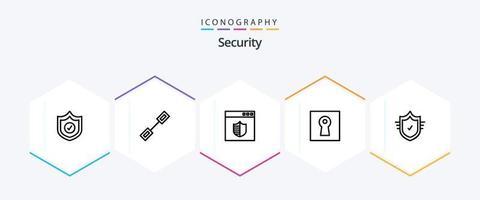 paquete de iconos de 25 líneas de seguridad que incluye seguro. controlar. seguro. seguridad. cerrar vector