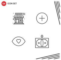 Universal Icon Symbols Group of 4 Modern Filledline Flat Colors of building human market contact back Editable Vector Design Elements